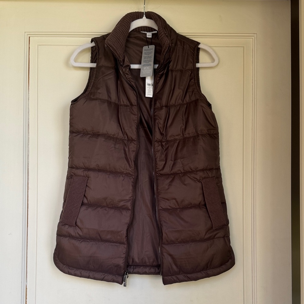 NEW With Tag Brown Puffer Quilted Vest By Chicos